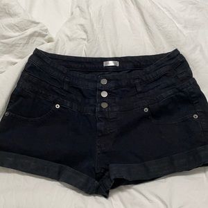 Black three button shorts